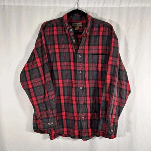 Brazos Flannel Shirt Men's XL Red Plaid Button Up Long Sleeve Work Force Series